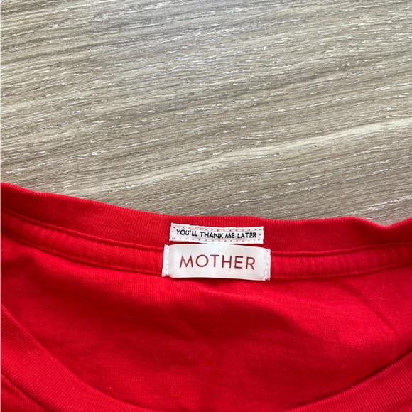 MOTHER The Lil Goodie Goodie Graphic Tshirt Mother Script Red Sz S 100% Cotton - Picture 5 of 7